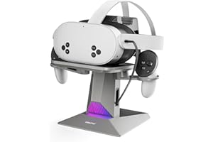 ZOZOVR Station de charge CD1 pour Meta Quest 3S/3/2 avec Câble charge rétractable pour recharger le casque VR, Accessoire de station de charge RGB compatible avec la sangle Elite et les manettes