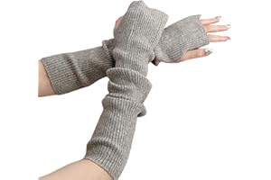 Suxgumoe Damen Winter Armstulpen, Damen Winter Stricken Handschuhe mit Armstulpen, Lange Fingerlose Pulswärmer Damen Handwärmer Stulpen
