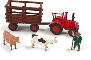 Generisch Z 1:220 Scala Figure Iberplace 10005 Contadino con 2 Mucche e 1 Trattore con Rimorchio