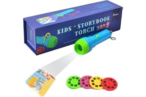 XLKJ Pueri Projektor-Taschenlampe für Kinder, Spielzeug, 4 Geschichten, Lernspielzeug