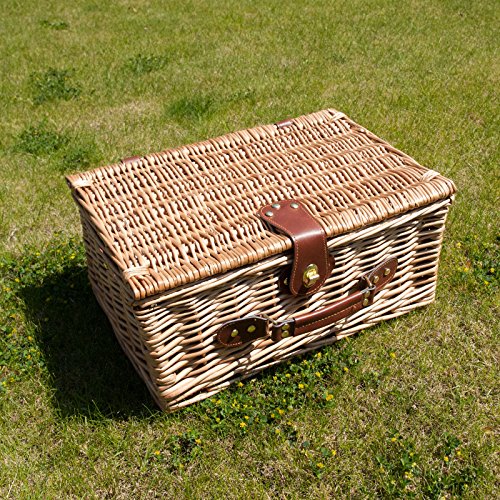 Savisto Luxus 4 Personen Picknickkorb mit komplettem Picknick-Set inkl. Teller, Besteck, Weingläsern, Kühltaschen und Weinkühler - 6