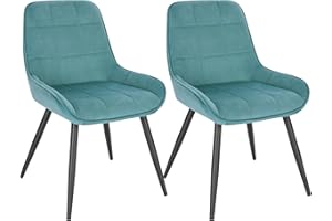 ‎WOLTU WOLTU Esszimmerstühle 2er Set, Polsterstuhl Samt, Küchenstuhl gepolstert, Akzentstuhl für Wohnzimmer Schlafzimmer Küche, ergonomischer Stuhl mit Rückenlehne, Türkis, BH331ts-2