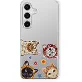 Multitronic Samsung Galaxy S24 FE ile Uyumlu Sevimli Kediler Desenli Şeffaf Telefon Kılıfı