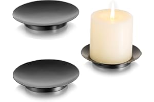 Inweder Portavelas Candelabros para Velas Decorativos - Juego de 3 Negro Candelabro Porta Velas Redondo de Hierro de 10.8cm para Velas de Pilar Soportes para Velas Decoración Hogar Halloween Navidad