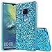 Produktbild Karomenic Silikon Hülle kompatibel mit Huawei Mate 20 X Glänzend Bling Strass Schutzhülle Männer Mädchen Ultra Slim 2 in 1 Weiche TPU Handyhülle Plastik Hard PC Tasche Bumper Case,Blau