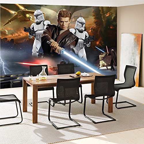Vlies Fototapete PREMIUM PLUS Wand Foto Tapete Wand Bild Vliestapete – Star Wars Cartoon Illustration – no. 2734, Größe: 254 x 184 cm Vlies - 8