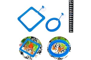 IAFVKAI 2 STÜCKE Fisch Fütterung Quadratisch und rund Kunststoff Schwimmender Futterautomat für Aquarienfische mit Saugnapf Blau