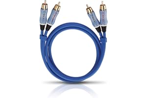 Oehlbach Beat - Stereo kabel audio - zestaw kabli cinch do odtwarzacza CD i wzmacniacza (efektywne ekranowanie i miedź OFC) - niebieski - 3 m