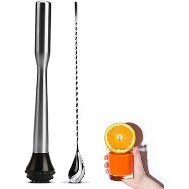 Edelstahl Cocktail-Stampfer – Bar-Werkzeug Zum Zerdrücken Von Früchten, Mit Rutschfestem Griff, Aus Edelstahl 304, 20 Cm Lang
