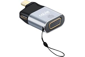 CABLE TECHNOLOGIES Adaptador USB C macho a VGA 1080P @ 60Hz hembra + puerto USB C hembra 65 W PD 3.0 | Convertidor VGA de aluminio compatible con Thunderbolt 3/4, iPhone, MacBook, iPad, Samsung, ec