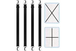 FLOTRUTE 4 pcs Tendeur Drap Housse, Attache Sangle de Maintien Ajustable, Maintient Tendeur Draps Réglable, pour lit ou canapé d'angle, Matelas, Canapé Housse de Repassage,Fauteuil Sièges Coussin (Noir, 2M)
