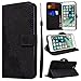 Produktbild SMART LEGEND Lederhülle für iPhone7 Plus Ledertasche Hülle Drucken Weinstock Blume Muster Schutzhülle Premium PU Leder mit Handschlaufe Flip Case Protective Cover Innere Weiche Silikon Bookcase Handy Tasche Schale mit Kartenfächer Magnetverschluß Standfunktion Etui - Schwarz