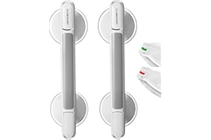 LORESJOY 2 szt. przyssawek łazienkowych, uchwyt bezpieczeństwa wspomagający mobilność, maks. 110 kg, bezpieczne uchwyty prysznicowe dla seniorów, szyny ssące do łazienki z mocowaniem przyssawki