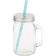 HEMA Mason Jar with Straw, 450 ml Capacity, Clear
