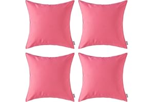 MIULEE Fundas de Cojines Impermeable Cojines Exterior Funda de Almohada Cojin Duradero Decoración Moderna para Sofá Cama Patio Jardín Terraza Silla Balcón 4 Piezas 45x45 cm Rosa
