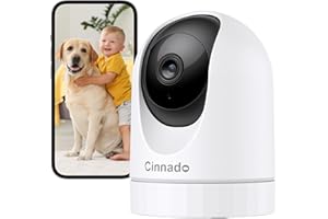 Cinnado 2K övervakningskamera inomhus, hundkamera/husdjurskamera med app | Babymonitor med kameraövervakning inuti, PTZ WLAN-kamera inomhus, automatisk spårning, 2-vägs ljud, rörelsedetektering, D1