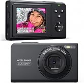 WOLFANG Digital Camera, 2.7K Kids Photography Camera Portable Compact Photo Camera 50MP with 16X Zoom, Rechargeable Camera fo