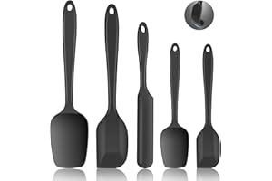 YIICHIY Spatule Silicone, Spatule Cuisine Lot de 5, Marises de Cuisine Pâtisserie Résistante à la Chaleur, Ustensiles à Maryse Patisserie Alimentaire pour Cuisson et Mélange sans BPA (Noir)