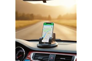 1Pc Black Car Dashboard Phone Mount, 360° Anti-Slip Silicone Stand | 1Pc Black dashboard mount rotates 360° and uses an anti-slip silicone base for navigation on compatible car interiors.