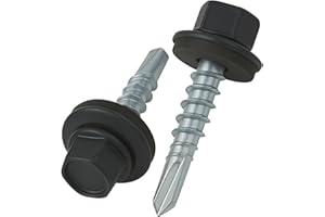 KEPLE 4.8 mm x 35 mm Vis de toiture, tête hexagonale autoperceuse colorée (RAL 7016 Gris anthracite) vis de toit avec rondelle scellée en EPDM, vis à gros filets trempés zingués antirouille (50 pièces)