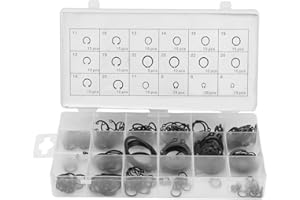 GLOGLOW 225pcs Snap Retaining Ring Internal & External Circlip Assortment Box Set 18 Sizes with Plastic Box