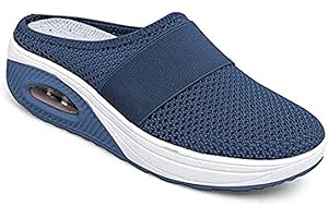 ZEYSTD Casual Air Cushion Slippers Slip-On Walking Breathable Mesh Sandals, Orthopedic Shoes for Women Non-Slip Mule Casual Clogs