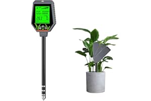 YIYEGO Soil Meter, 6-in-1 Digital Plant Soil Moisture Meter with Moisture, Fertility Light, PH, EC, Temp, Soil pH Tester for Garden, Lawn, Farming, and House/Outdoor Plants