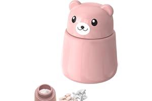 CLOUDLINK 1PC Pill Crusher for Tablets Pink Bear Shape Beautiful and Practical Durable Tablet Crusher for Pills Easily Portable Safe and Harmless to Health Pill Grinder for Baby Kids Elders and Pets
