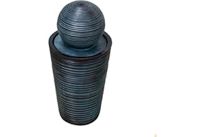 Fontaine de Jardin Alimentée Énergie Solaire Ornement de Jardin Extérieur Décor Patio Résine Noire Sphère Autoportante Boule Ronde Jeu d'eau