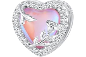 Charms srebrne zawieszki serce do bransoletek Pandora, różowe różowe koraliki cyrkonu zawieszki biżuteria prezent dla kobiet dziewcząt, Cyrkonia , Cyrkonia sześcienna