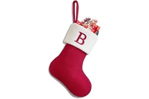 Sleeleece Weihnachtsstrumpf Personalisiert Nikolausstrumpf 22 cm,Christmas Stockings,Nikolausstiefel zum Befüllen Weihnachtsstrumpf Geschenkbeutel Weihnachtsbaum Anhänger Weihnachtsdeko Weiß & Rot B