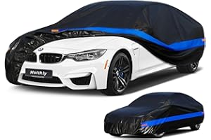 Holthly Autoabdeckung Wasserdicht Atmungsaktiv,Auto-Abdeckplane für Vollgarage,Regen,Sonne,Staub und UV-Schutz.Autoplane passend für BMW 4er,Mercede CLE SLS SL, Ford Fusion/Mustang,usw.3XL-0