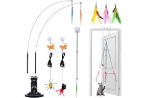 GOHHME 16 pcs Juguete Interactivo Gato Juguetes para Gatos con Plumas Juguetes Gatos Accesorios Juguetes interactivos para Gatos Juguete Gato Interactivo