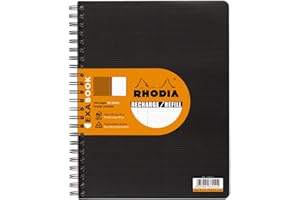 RHODIA 133146C - Cahier recharge pour cahier d'organisation Exabook Noir - A4+ 22,5 x 29,7 cm - Ligné - 160 pages détachables perforation 4 trous - Papier Clairefontaine 80 g/m² - Rhodiactive