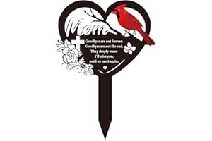 Eiapadeor Mom Grave Ornaments Memorial Plaques Metal Memorial Plaque Stake for Loss of Mum, Heart Shape Grave Markers, Mother Mummy Rememberance Gifts, Cemetery Outdoor Yard Graveyard Garden Decor