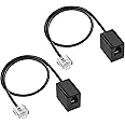 MEIRIYFA RJ11 Phone Jack to RJ45 Ethernet Converter Cable, RJ45 8P8C Male to RJ11 6P4C Female Telephone Adapter Wire Cord for Landline Telephone Service (2 Pack)