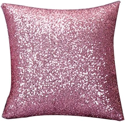 RenZhenDian Hot Glitter Sequins Fashion Sofa Bedroom Pillow Case Cover (Pink)
