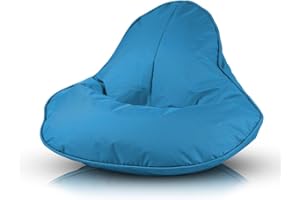 Ecopuf Frog - Puff Poltrona Sacco Azzurro - Pouf Poltrona da Interno e Esterno - Pouf A Sacco Antistrappo Antimacchia - Poltrona Pouf Imbottitura Polistirolo - Pouf Poltrona A Sacco Doppia Zip