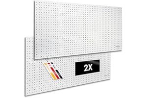 PEGBOARD Wooden Tool Wall, 120 x 60 x 0.5 cm, Hole Diameter: 7 mm, MDF Painted White