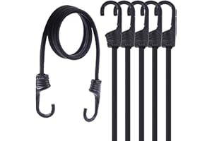VirtuGro 120cm(48") Bungee Cords with Hooks 8mm, Heavy Duty Bungee Straps Hooks Weatherproof & UV Resistant, Elastic Bungee Cords for Luggage, Camping, Tarps, Tents, Kayak, Transport(6 Pack)