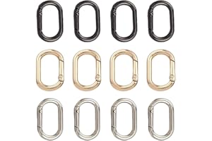 WLVINSON 12 Piezas Mosquetones Ovalados de Resorte,Hebillas de Resorte,Llavero de Aleación,Mosquetón Ovalado para Carteras Llaveros Artesanía de Bricolaje Manualidades Accesorios de Bolsos (Multicolor)