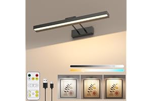 HURYEE Picture Light Battery Operated, Wireless Picture Light with Remote, 3 Color Modes Art Lights for Paintings, Dimmable led Picture Lights for Wall Art, Gallery, Dart Board, Black