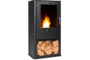 blumfeldt Fiamme Cantal - Cheminée à Poser bioéthanol d'interieur - brûleur en INOX de 1,2 Litre, brûle jusqu'à 6 h, sans Odeur ni résidu avec Compartiment en Bois, Housse de Pluie - Noir
