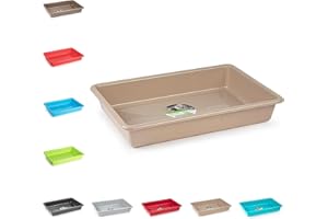 PLASTIFIC Large Cat Plastic Litter Tray, Durable High-Grade Plastic Cat Kitten Puppy Dog Pet Toilet Potty Litter Training Tray Box Easy Clean Litter Tray for Kittens (9L - Taupe Litter Tray)