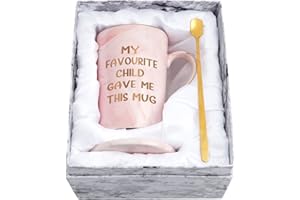 Joymaking Gifts for Dad Mom - My Favorite Child Gave Me This Cup, Dad Mom Gifts from Daughter Son Kids for Fathers Day Mothers Day Christmas Birthday Gift- Funny Marble Ceramic Coffee Cup 14oz
