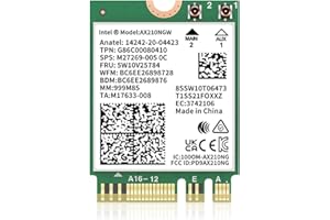 SYONCON Scheda WiFi AX210 M.2 con Bluetooth 5.3, modulo di rete wireless WiFi 6E 2X2 MU-MIMO 5400Mbps, scheda WiFi per laptop MIMO Interfaccia 802.11AX NGFF con supporto Tri-Band Windows10/11 64 bit