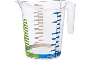 Rotho Domino Grande Caraffa di Misura con Scala, Plastica (PP) senza BPA, Trasparente, 2 L, 22.1 x 15.4 x 19.3 cm