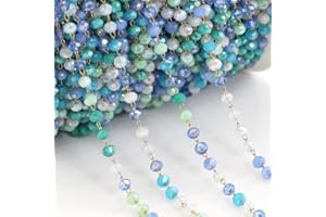 QIUMING Catena in Acciaio Inossidabile da 2 Metri Catena di Perline di Pietra di Cristallo da 3,6 mm per creazione di Gioielli Braccialetto con Collana di Catene di Perline Color Oro Fai-da-Te