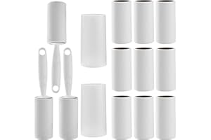 LCXCXY 17-Teiliges Fusselrolle-Set, Superstarker Fusselrolle Kleidung (12 Rollen, 720 Blatt), 3 Spender, 2 Schutzhüllen, Fusselrolle Tierhaare, Fusselbürste, Fusselroller, Wiederverwendbare Lint Roller