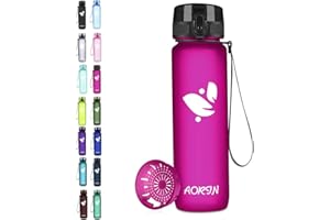 AORIN Sportowa butelka na wodę - 350 ml/500 ml/750 ml/1 l, butelka na siłownię Tritan bez BPA i butelki do picia, szczelna, otwierana pokrywka/dzieci, dorośli, siłownia, sporty na świeżym powietrzu
